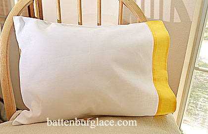 Hemstitch Baby Pillowcases, Lemon Yellow color border. 2 cases